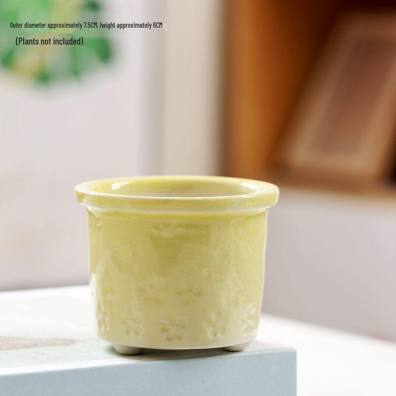 Creative Ceramic Butterfly Succulent Pot with Ice Crack Design - Breathable and Stylish Desktop Planter