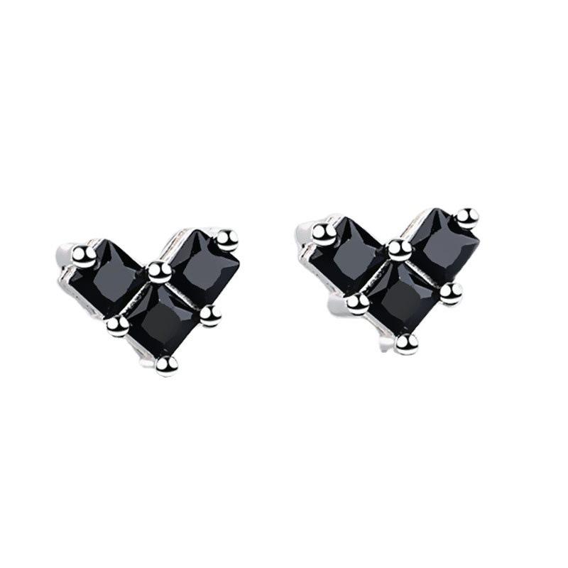 925 Silver Heart Zircon Stud Earrings For Women Luxury Wedding Jewelry High Quality Accessories New