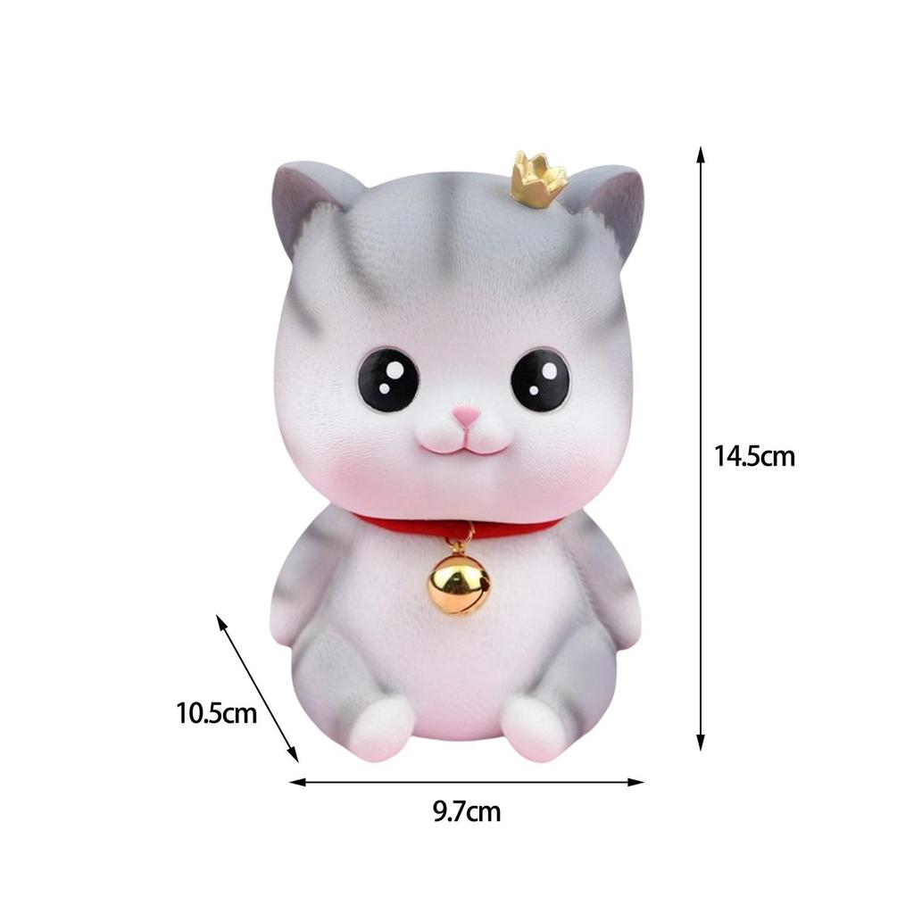 Cat Piggy Bank Statue Ornament Container Saving Box Figurine Sculpture for Desktop Bedroom Living Room Decoration Birthday Gift