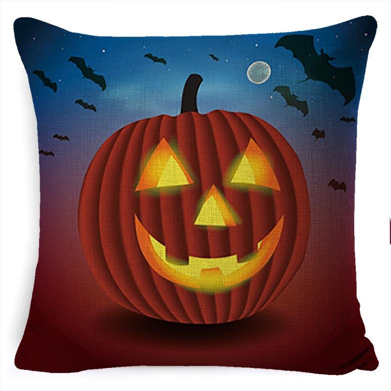 Halloween Pillow Pumpkin Little Witch Horror Cushion Linen Cushion Cover Holiday Party Pillow Cover Bed Backrest