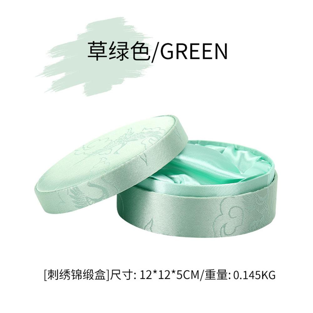 

Premium Solid Color Embroidered Bangle Bracelet Box Traditional Luxury Good-looking Exquisite Chinese Round Packaging Exquisite фарби люмінесцентні зелений колір
