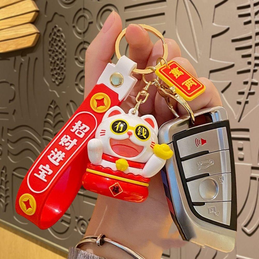 

Подвеска на Новый год в виде кошки Фортуны 2025, весенний фестиваль, брелок для ключей Maneki Neko, брелок для ключей в виде змеи, подвеска на сумку Style 2