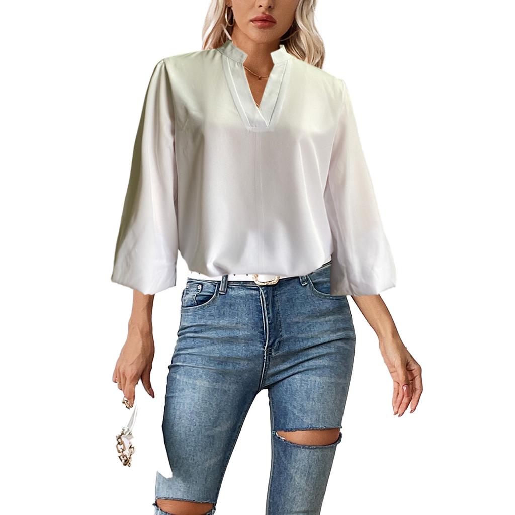 HNXC Autumn Women's Solid-color Versatile Long-sleeved Pullover Shirt