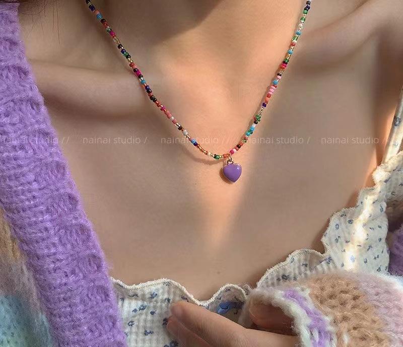 Neue Schmetterlingskette Spice Girl bemalt farbig handgefertigt Perlen Schlüsselbein Kette Showa Stil Harajuku süße Accessoires