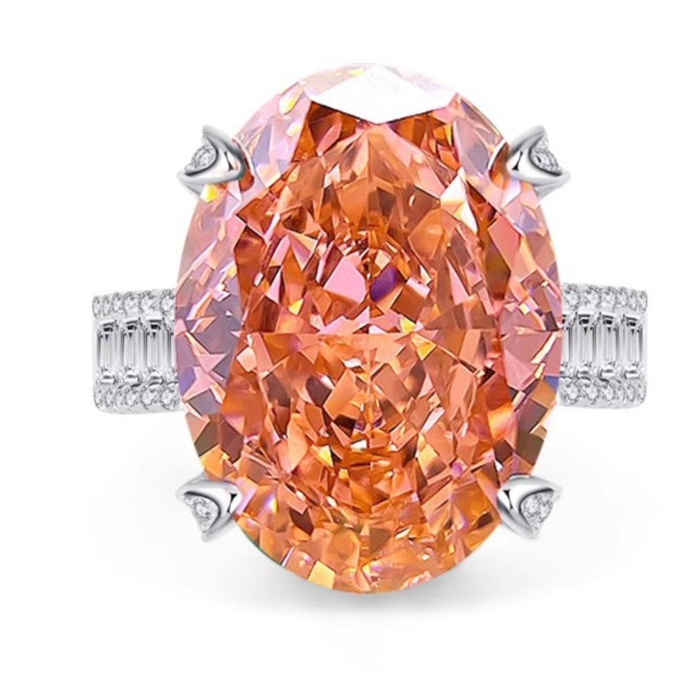 Luxuriöser Überdimensionierter Funkelnder Taubenei Ring Padparadscha und Lila Kunzit Eisgeschliffener Ring für Damen