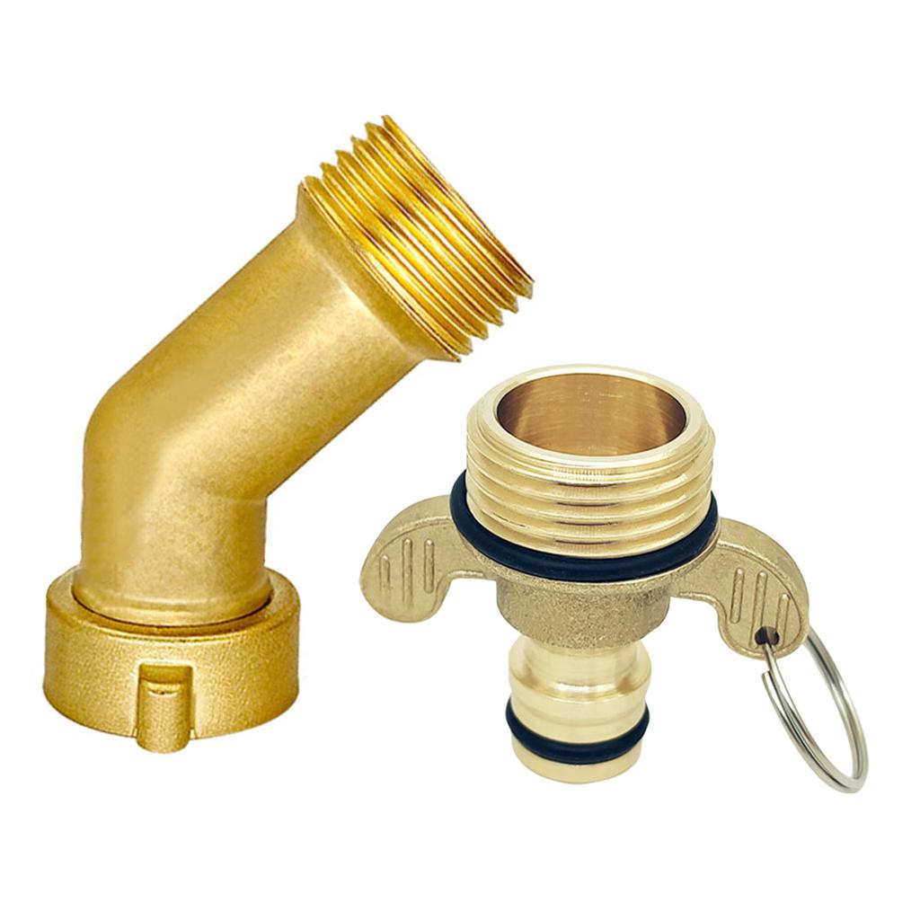 Brass Two Ears/45 Degree Elbow Water Hose Adapter Water Hose Connector Simple Installs for Boats Stress Frees Connection