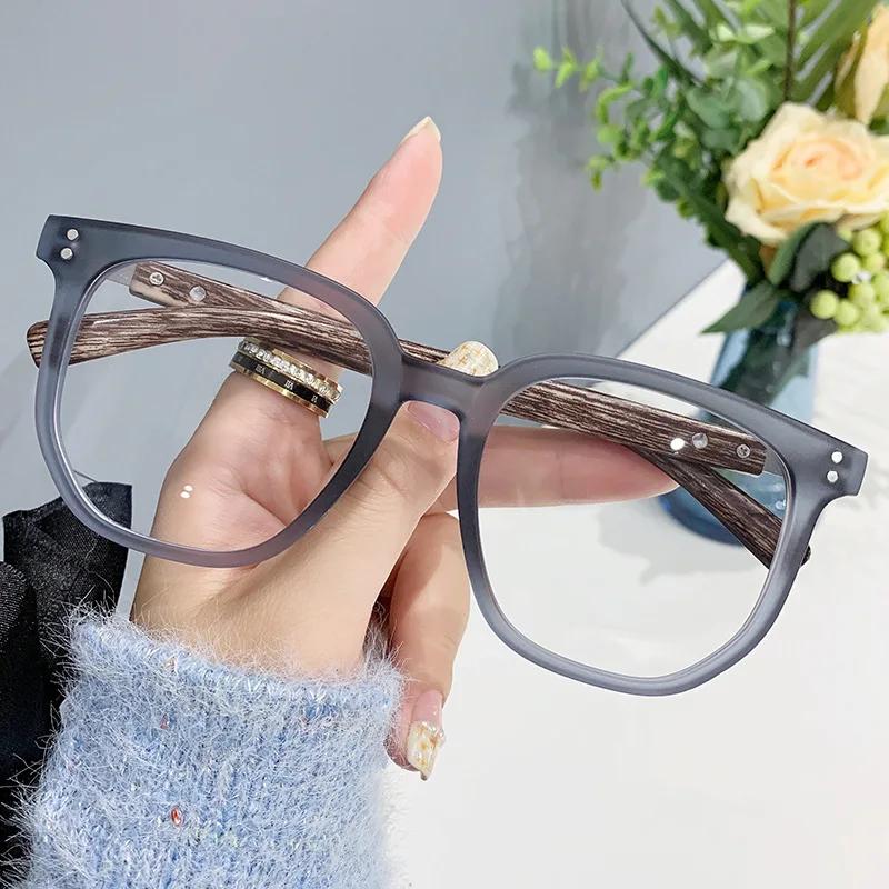 Wood Grain Anti Blue Light Women s Glasses Retro Large Frame Casual Eyewear Trend Anti Blue Light Versatile Frame Glasses