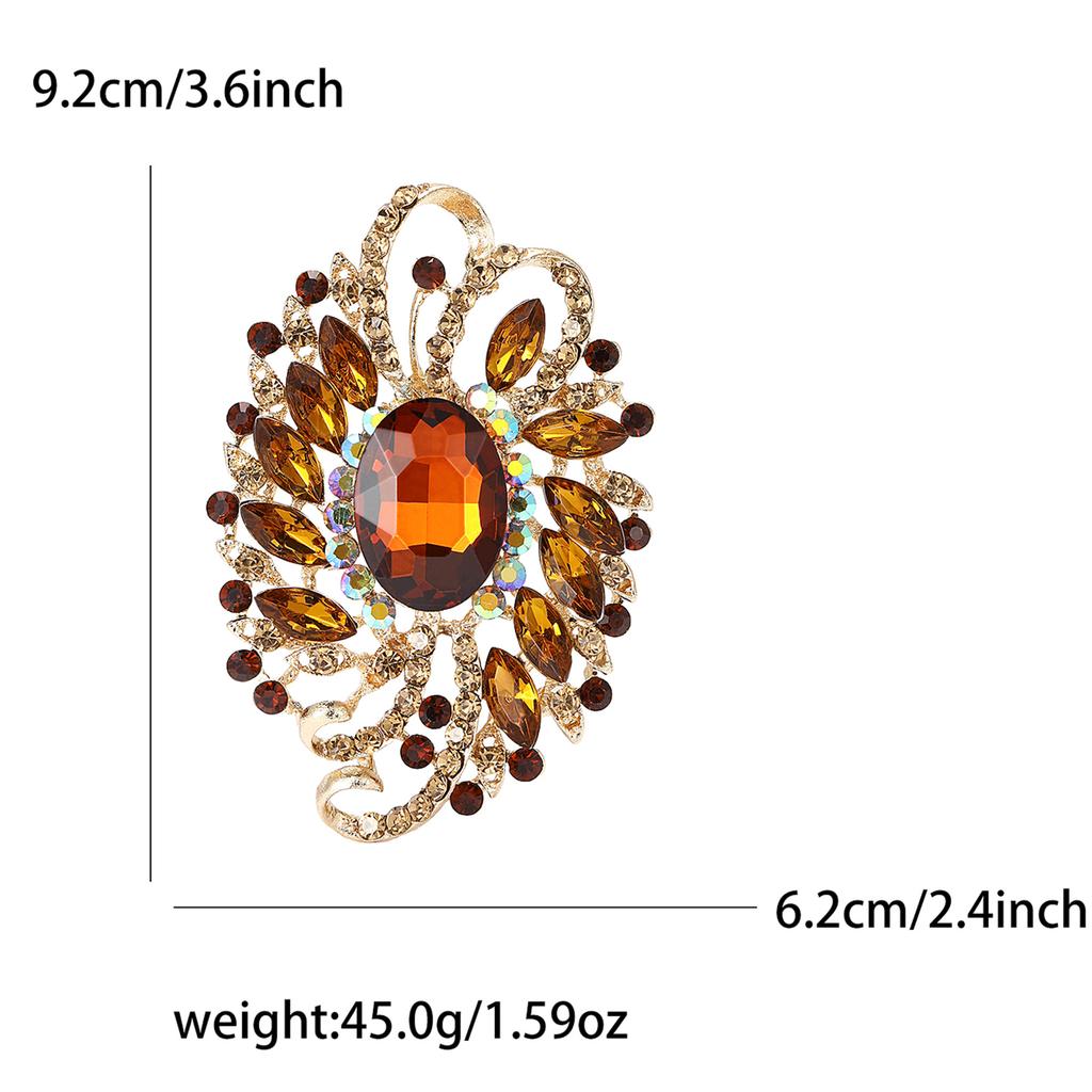 African Exquisite Alloy Full Diamond Large Glass Brooch High-End Fashion Women'S Clothing Corsage Jewelry Pin