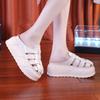 Fashion 7.5cm Weave Microfiber Synthetic Leather Sandal Slippers Pumps Platform Wedge Non-slip Flats Summer Peep Toe Women Shoes 2024