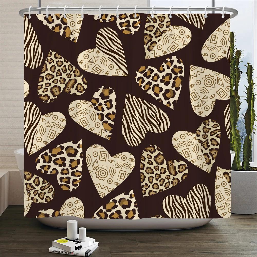 Love Red Lip Printed Fabric Bathroom Shower Curtain Waterproof Pink Love Bath Curtains Valentine'S Day Home Decoration Curtain