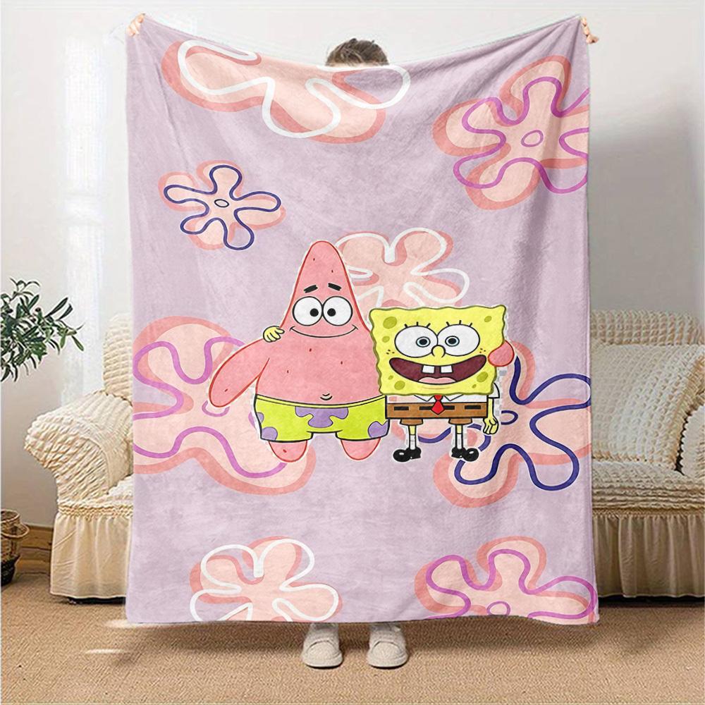 1pc SpongeBob SquarePants Flannel Blanket Soft Cozy All-Season Throw for Bedroom, Sofa, Camping, Travel, Home Decor1086