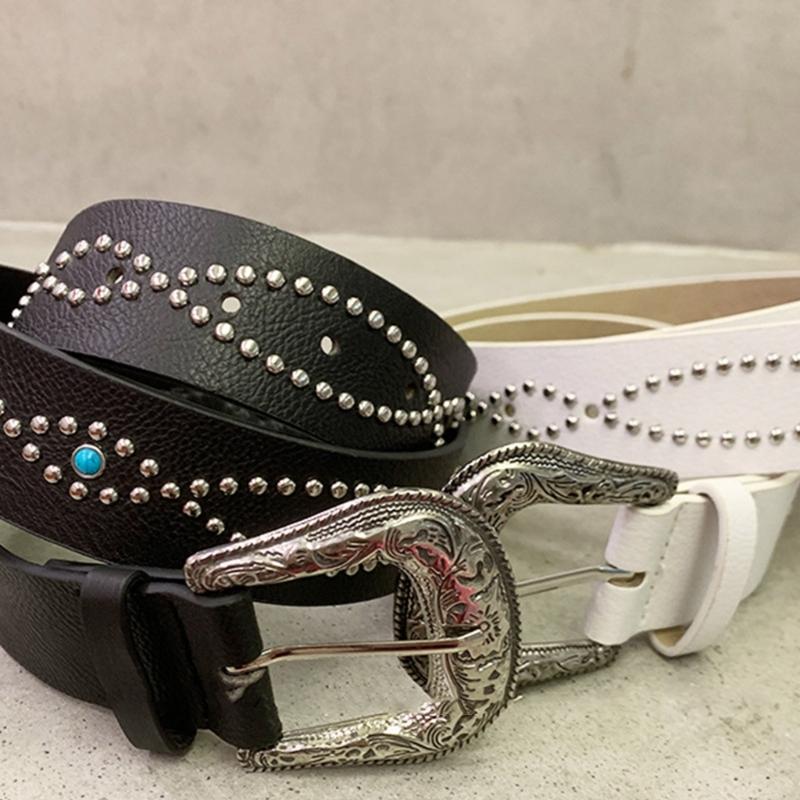 Punk Style Studded Belt Premium PU Leather Adjustable Fashion Accessory For Men And Women