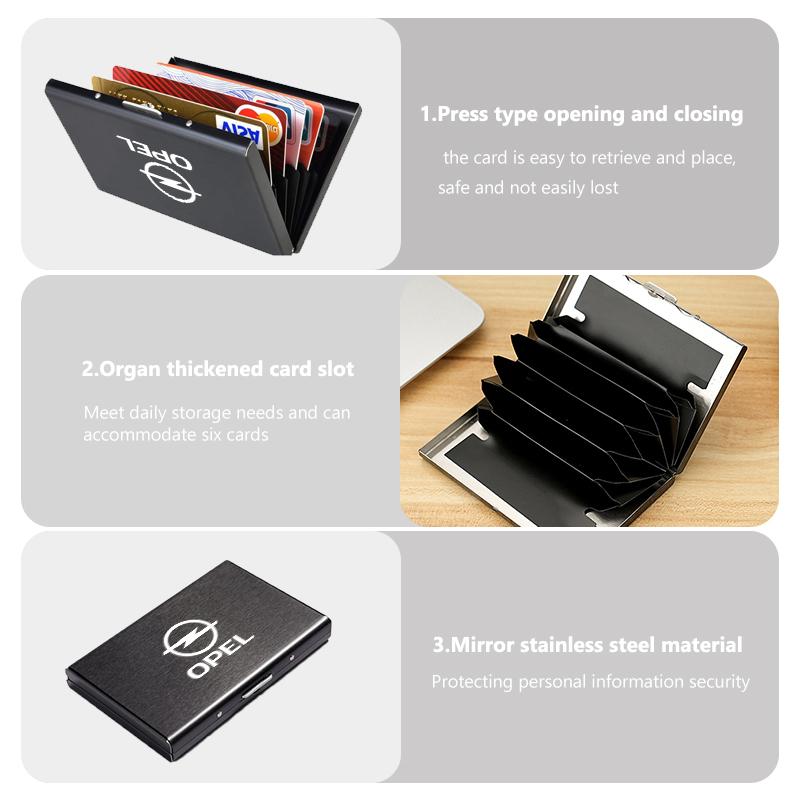 Card Holder Slim Metal RFID Blocking Protector Credit Card Wallet For Opel Corsa Mokka Astra Cascada Adam Insignia Meriva Vectra