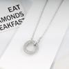 European-American S925 Silver Necklace: Simple, Elegant Circle Design with Inlaid Diamonds for Women