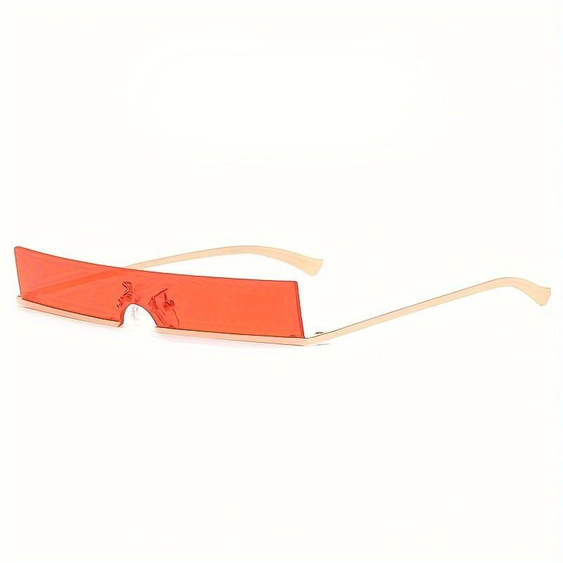 Futuristic Narrow Rectangle Sunglasses Women Men Luxury Rimless Yellow Sun Glasses Y2k Eyewear Rave Party Shades 2026