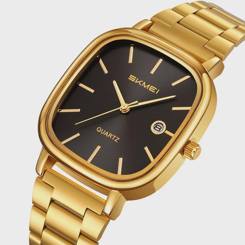 Luxury Mens Quartz Calendar Watches Stainless Steel Strap Waterproof Analog Display Fashion Casual Wristwatch