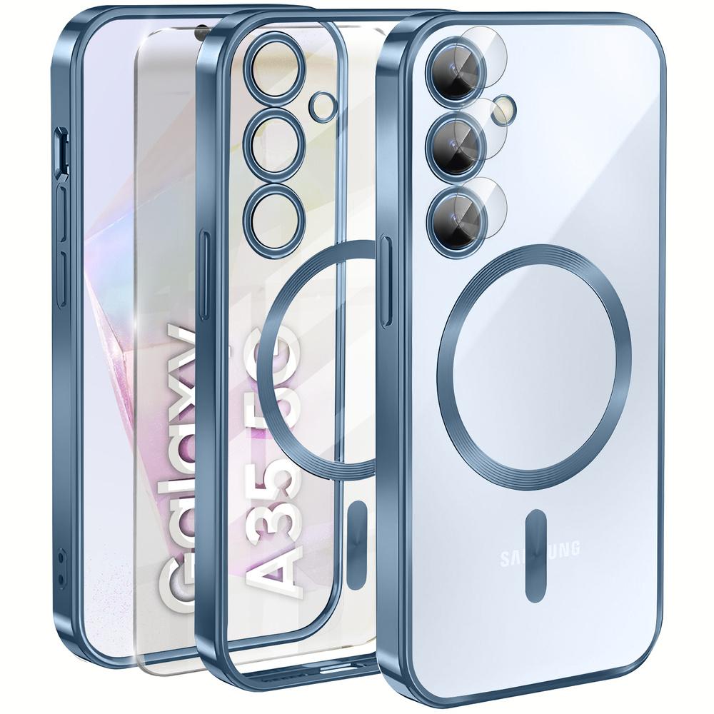 Case for Samsung Galaxy A35 5G, Electro MagSafe, blue + Glass Screen Protector