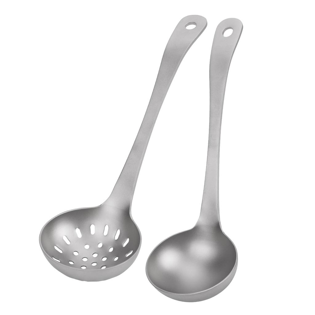 Łyżka Kempingowa Tytanowa Pogłębiona Główka Ergonomiczna Rączka z Otworem do Zawieszenia na Piknik Gotowanie w Kuchni Chochołka do Zupy