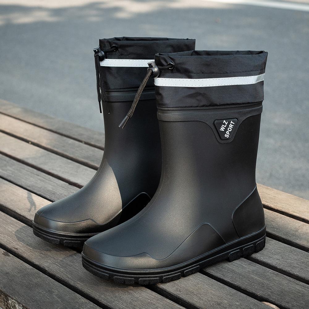 Fashion bundle short rain shoes men's medium water boots high rain boots men's new non-slip waterproof long rubber shoes men