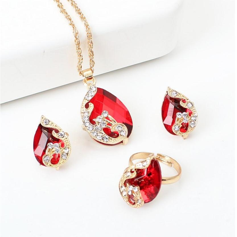 C167 Creative Peacock Exquisite Crystal Korean Style Jewelry Necklace for Women Exquisite Three-Piece Necklace Set Jewelry