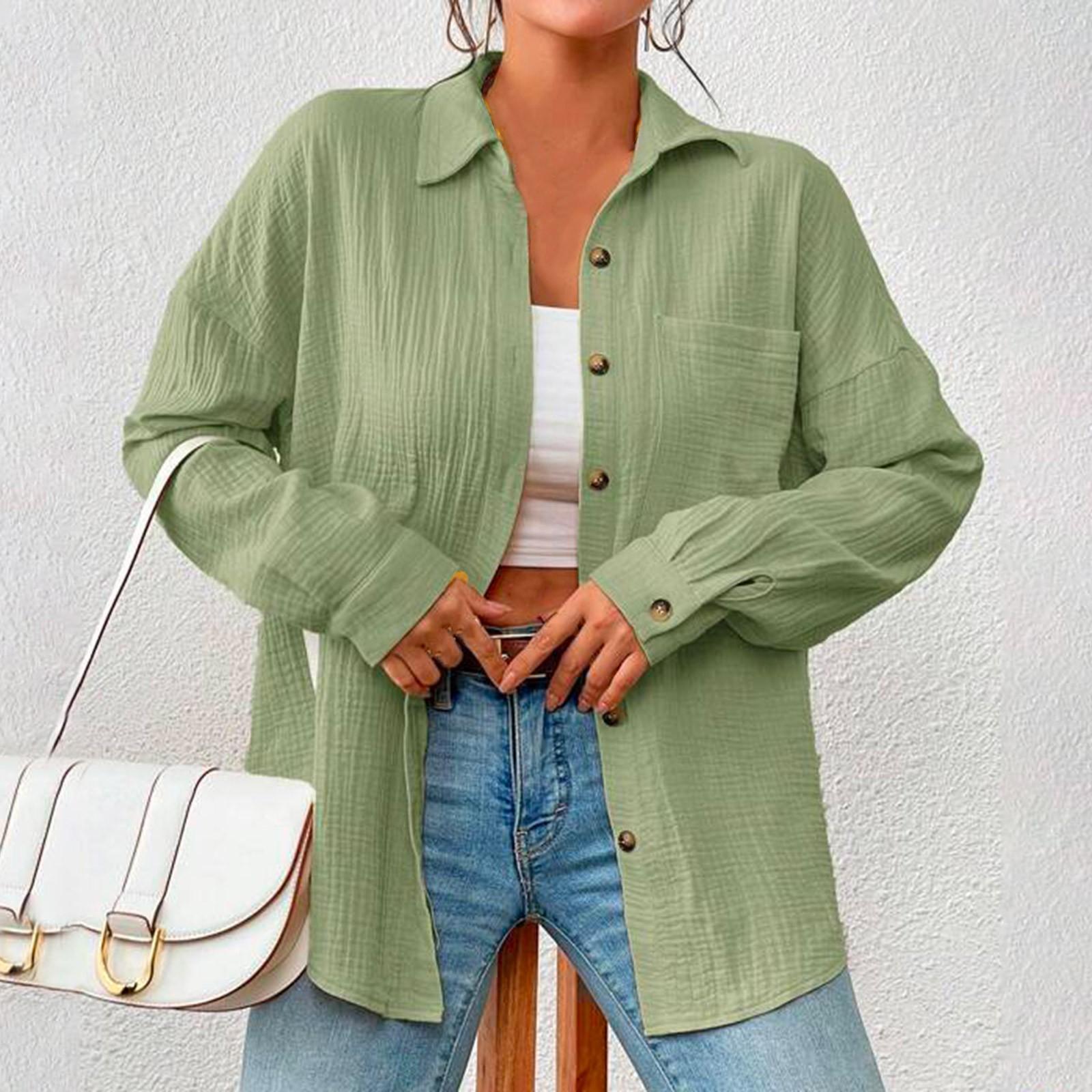 

Осенняя женская рубашка с приспущенными плечами и длинными рукавами XL светло-зеленый