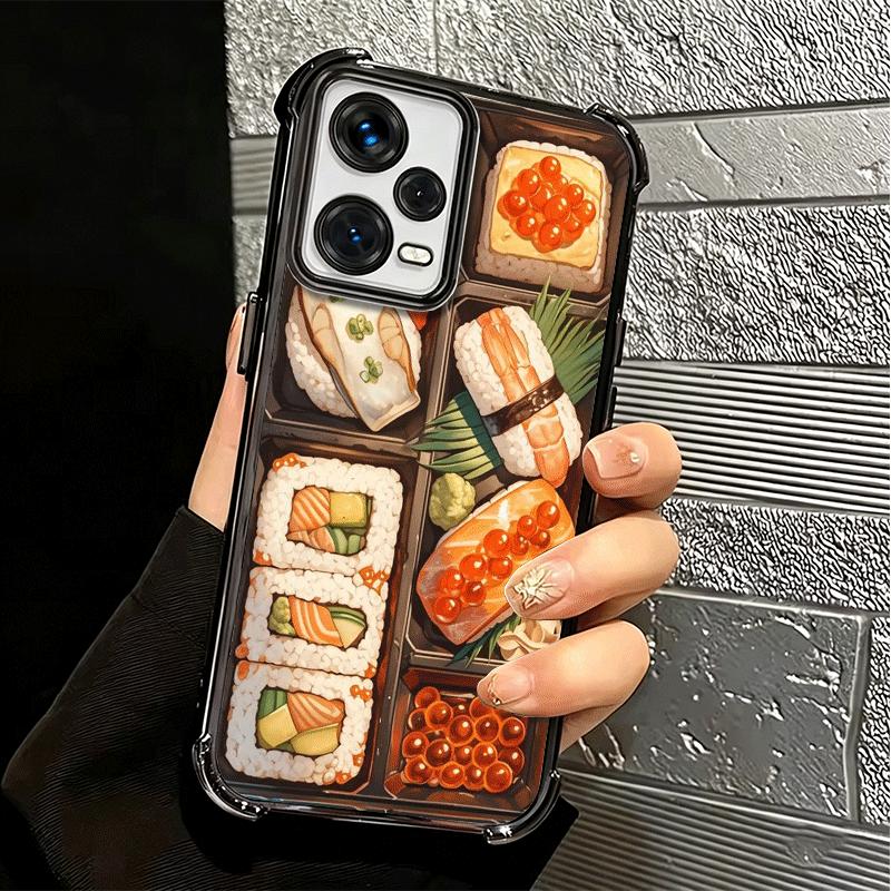 Delicious Sushi Bento Plating Phone Case For Xiaomi Redmi Note 14 15 Pro Plus 13 12 11 11S 11T 10 9S 9 5G Anti-Fall Airabag Cove
