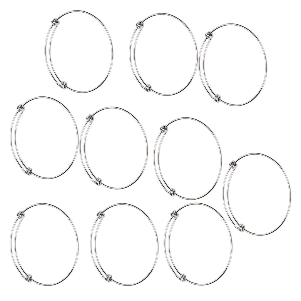 10Pcs Stainless Steel Bangle 1.6mm Adjustable Expandable Coil Bracelet DIY Accessories