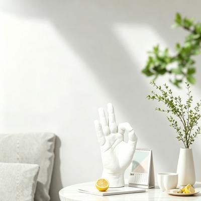 Figura de Mano OK Impresa en 3D Escultura Estatua con Forma de Gesto OK Moderno Adorno Decorativo para Hogar Oficina Sala de Estar