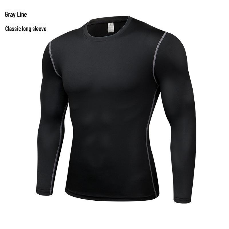 High Elastic Breathable Compression Sports Tights - Long Sleeve, Quick Drying, Solid Color for Basketball & Running