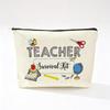 Teacher's Day Inspirational Slogan Makeup Bag - Portable Imitation Linen Zipper Pouch
