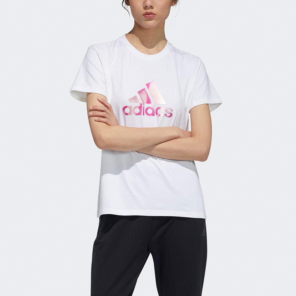 Adidas Foil Print Round Neck Sports Tee Women Tops White GP0699