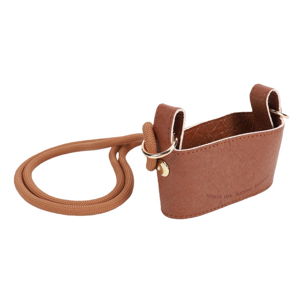 Water Bottle Carrying Sleeve Shoulder Strap Insulated PU Leather Cup Holder Protective Sleeve for Travel Daily Use