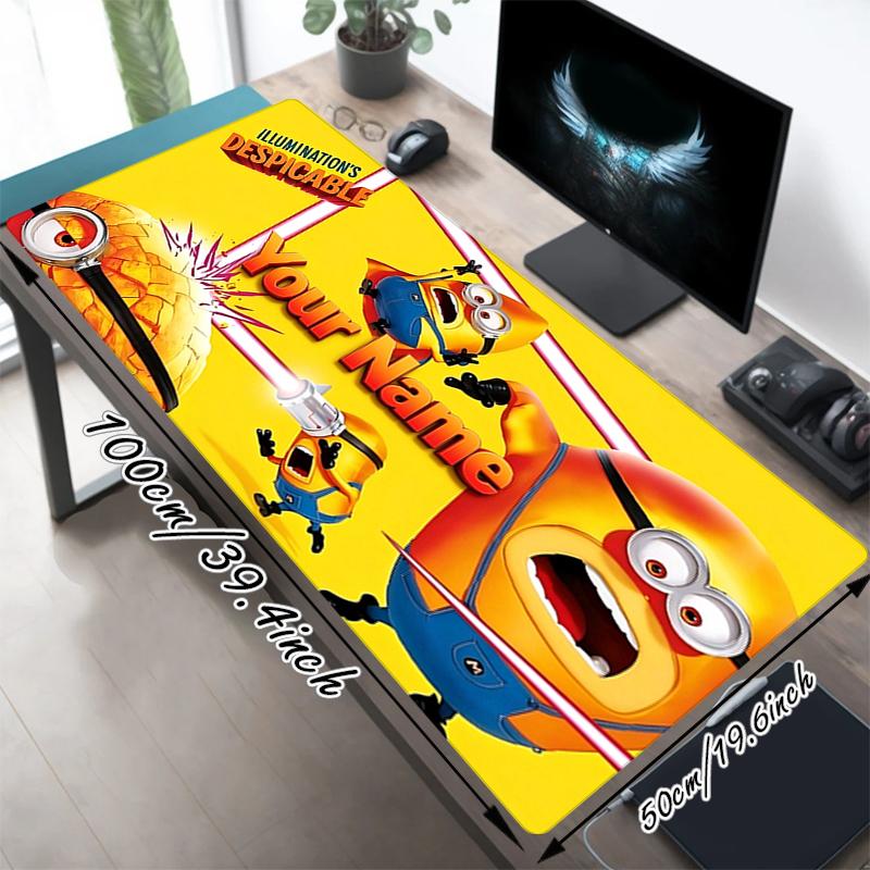 Custom 1Pc Despicable Minions Print Gaming Mouse Pad Keyboard Desk Mat Non-slip Rubber Lock Edge Waterproof Computer Mousepad for Office Q173