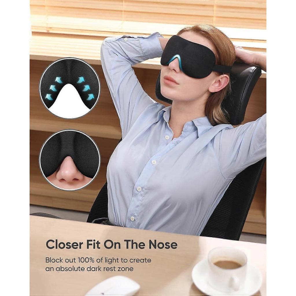 Seitenschläfer Schlafmaske 3er-Pack, Lichtblockierende 3D Schlafmaske, Nacht-Augenmaske für Männer und Frauen, Schwarz, Blau und Lila