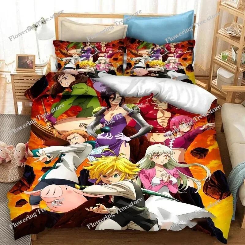 Anime The Seven Deadly Sins Påslakan 3D-tryckt Sängklädesset Örngott Dubbel Twin Full Queen King Vuxen Barn Täcke
