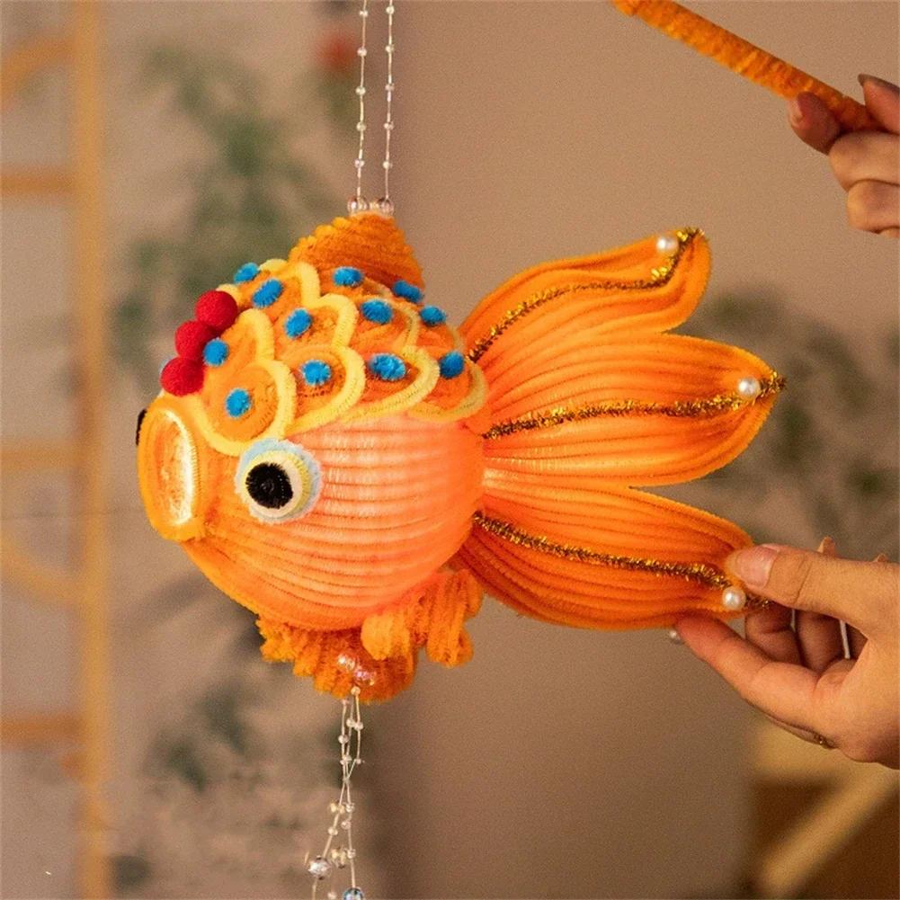 Herbstfest Fischlaternen Basteln Chinesische Papierdekorationen Handgefertigte Ornamente Fischlaternen Party-Hänge-Dekorationen DIY-Feierdekorationen