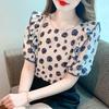 New Summer Fashion Polka Dot Chiffon Top Short-sleeved T-shirt Women's High-end Chic Beautiful Shirt Fashionable