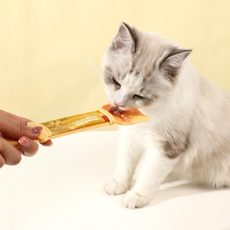 Cat Wet Treats Dispense Spoon Feeding Lickable Wet Treats Daily Artifacts Cat Treat Squeeze Spoon Feeding Supplies