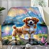 Cute Golden Retriever Puppy Mountain Lake Blanket, Fluffy Dog Flannel Throw Blanket for Pet Lover Home Decor