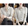 Women's Wool Knit Cardigan Jacket Loose Polo Collar Sweater Outer Solid Color Button Knit Shirt Pullover Korean Autumn Winter T-shirt