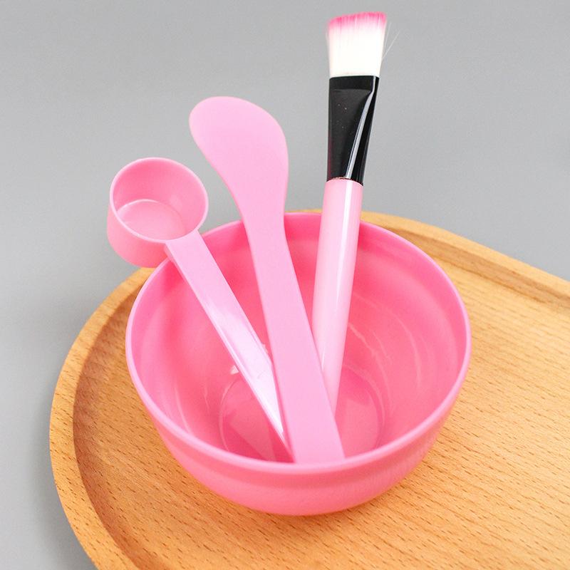 4Pcs Diy Facemask Mixing Tool Kit Facial Mask Bowl Stick Spatula Silicone Soft Face Brushes Spoons
