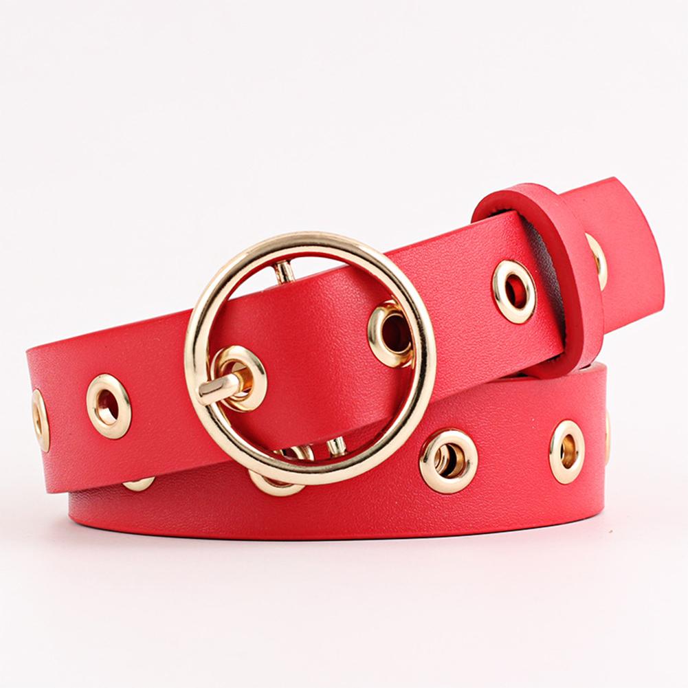Women Fashion Round Buckle Hollow Out All Match Waist Belt