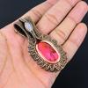 Amazing Rubellite & Moonstone Gemstone Handmade Pure Copper Wire Wrap Jewelry Pendant