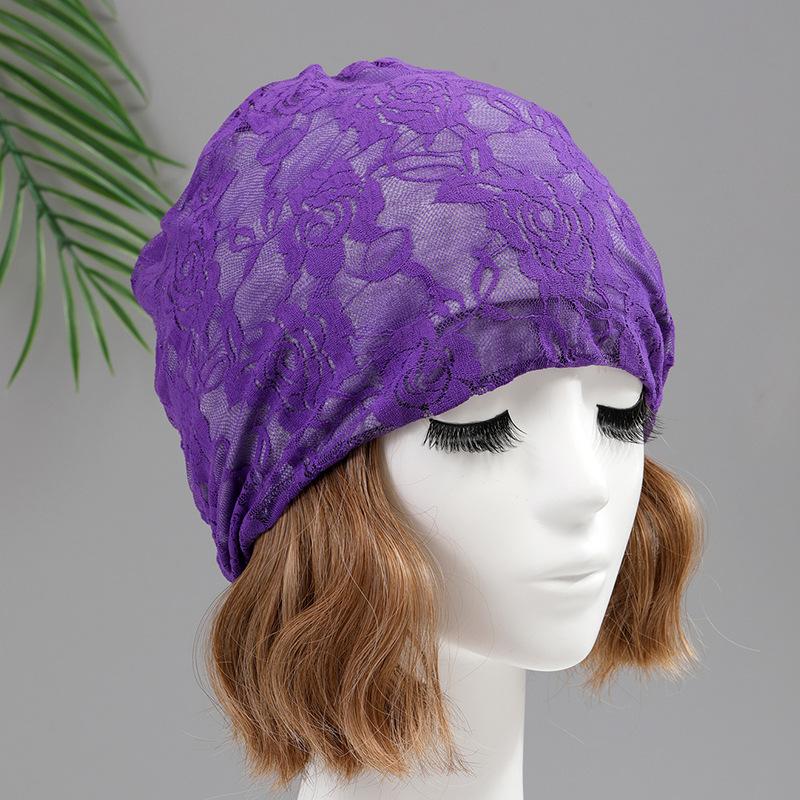 

Весенне-осенняя тонкая шапка-пуловер, летняя кружевная шапка для укладки, шапка-бандана, шапка для послеродового периода, шапка-платок, модная One size фиолетовый