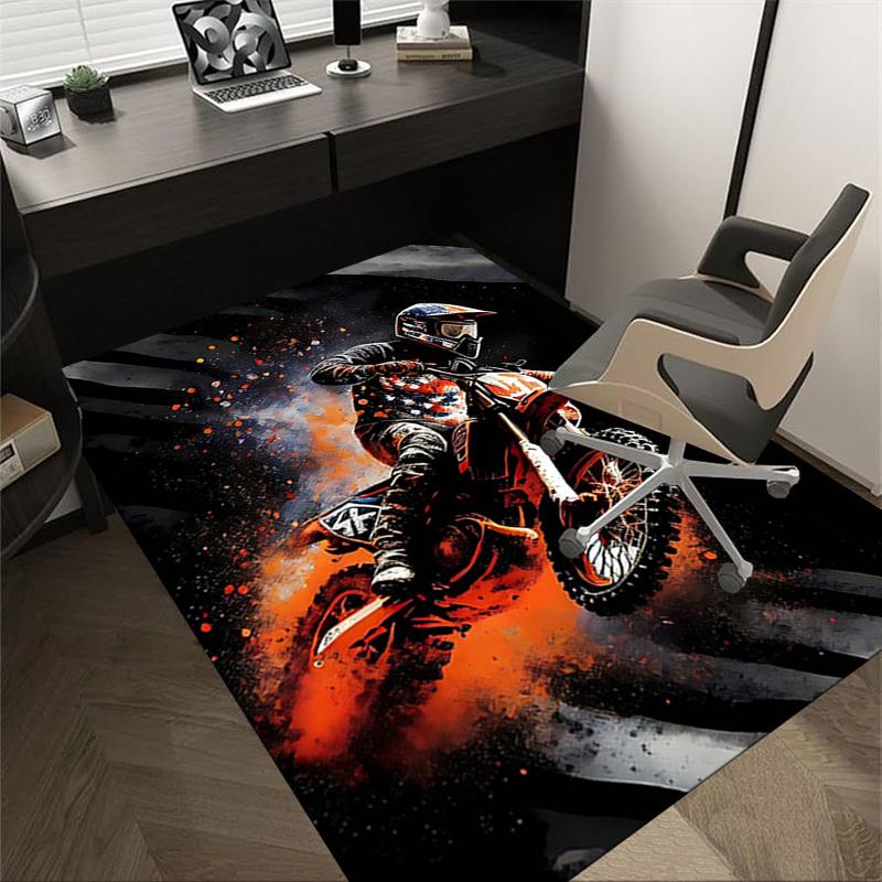 

1PC Motorcycle Dirtbike Non-Slip Floor Carpet Compatible for Office&Living Room&Bedroom&Dining room - Flat- Soft & Pattern, Vibrant Colors-W325 60cm by 90cm