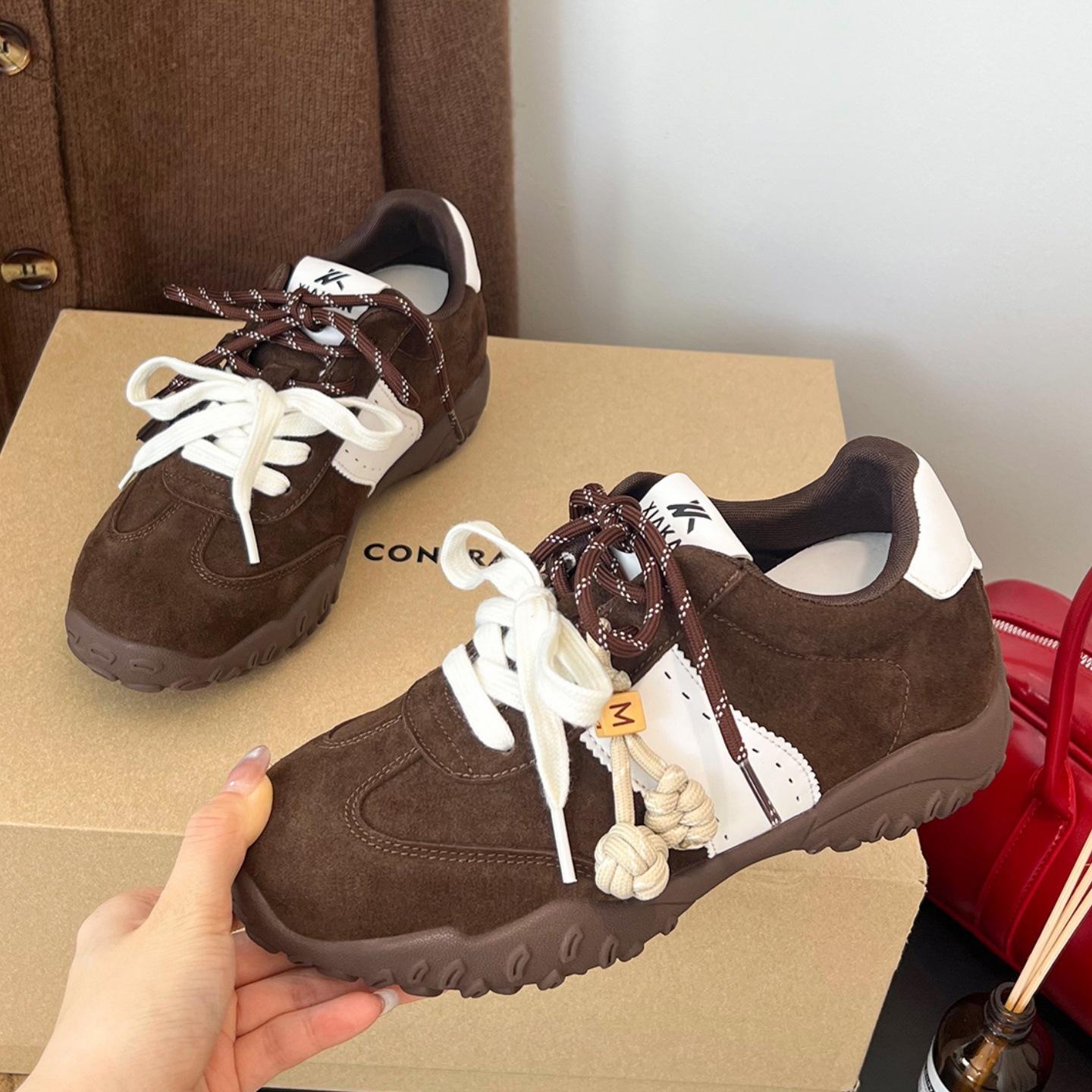 

[Fanfuna] 2025 autumn new retro niche thick-soled inner height-increasing moral training shoes women s leisure sports dad shoes 40
