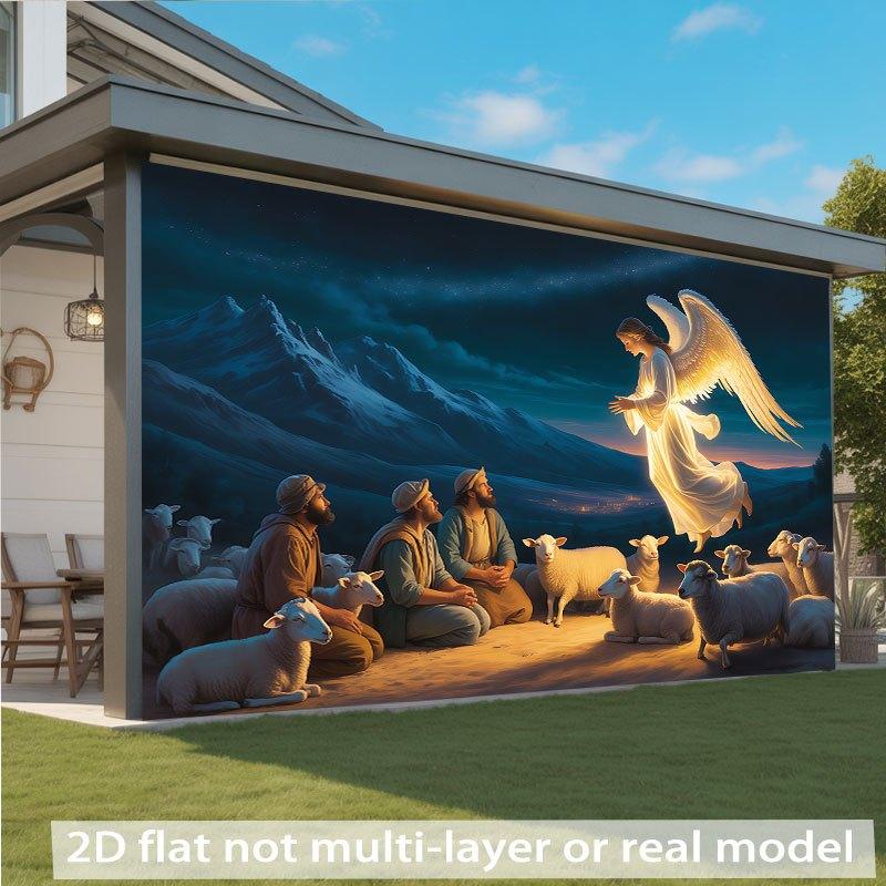 2D plane: Illustrates the shepherd witnessing the angels' announcement under the starry sky. Suitable for various occasions.zyc