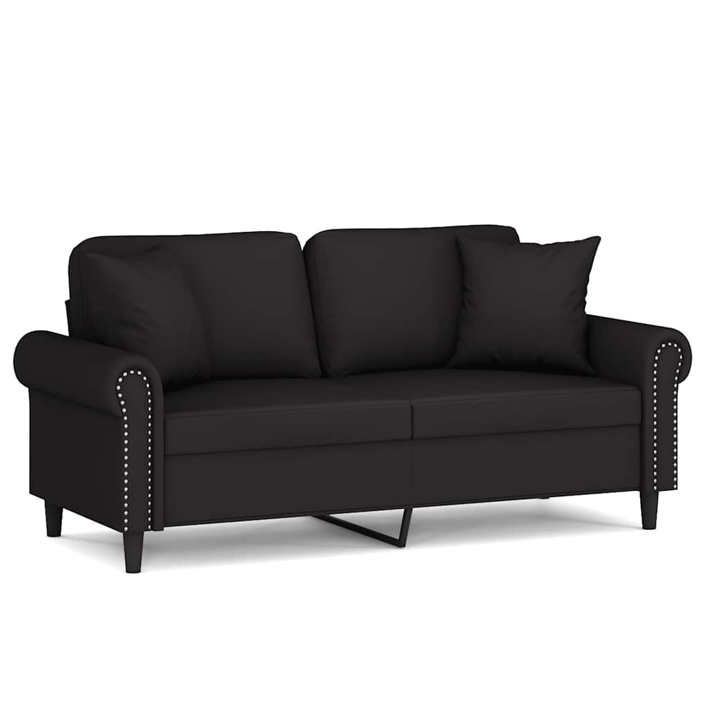 Vidaxl 2-Osobowa Sofa Z Poduszkami, Czarna, 140 Cm, Aksamit
