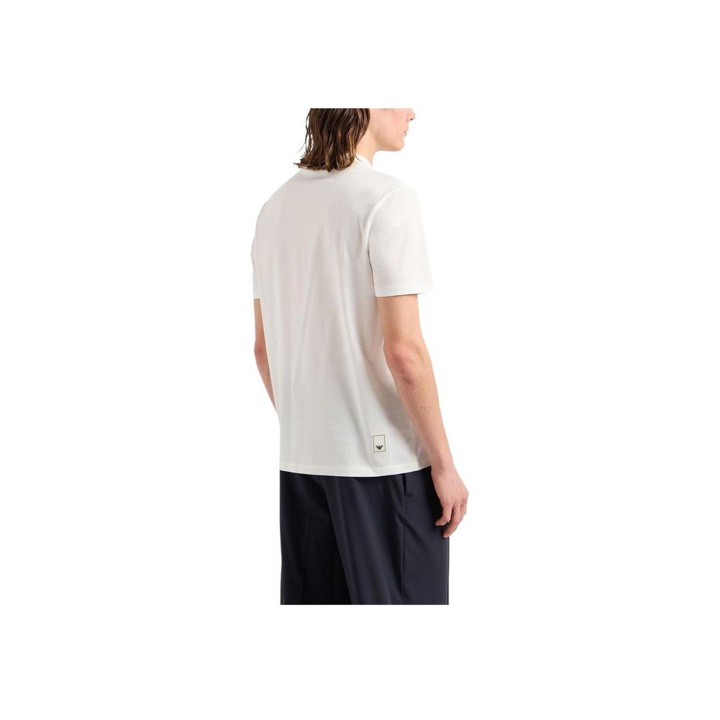 Emporio Armani Solid Color Logo Embroidered Crew Neck Pullover Short Sleeve T-Shirt Men tops Off-White EM000079-AF100941U-1105
