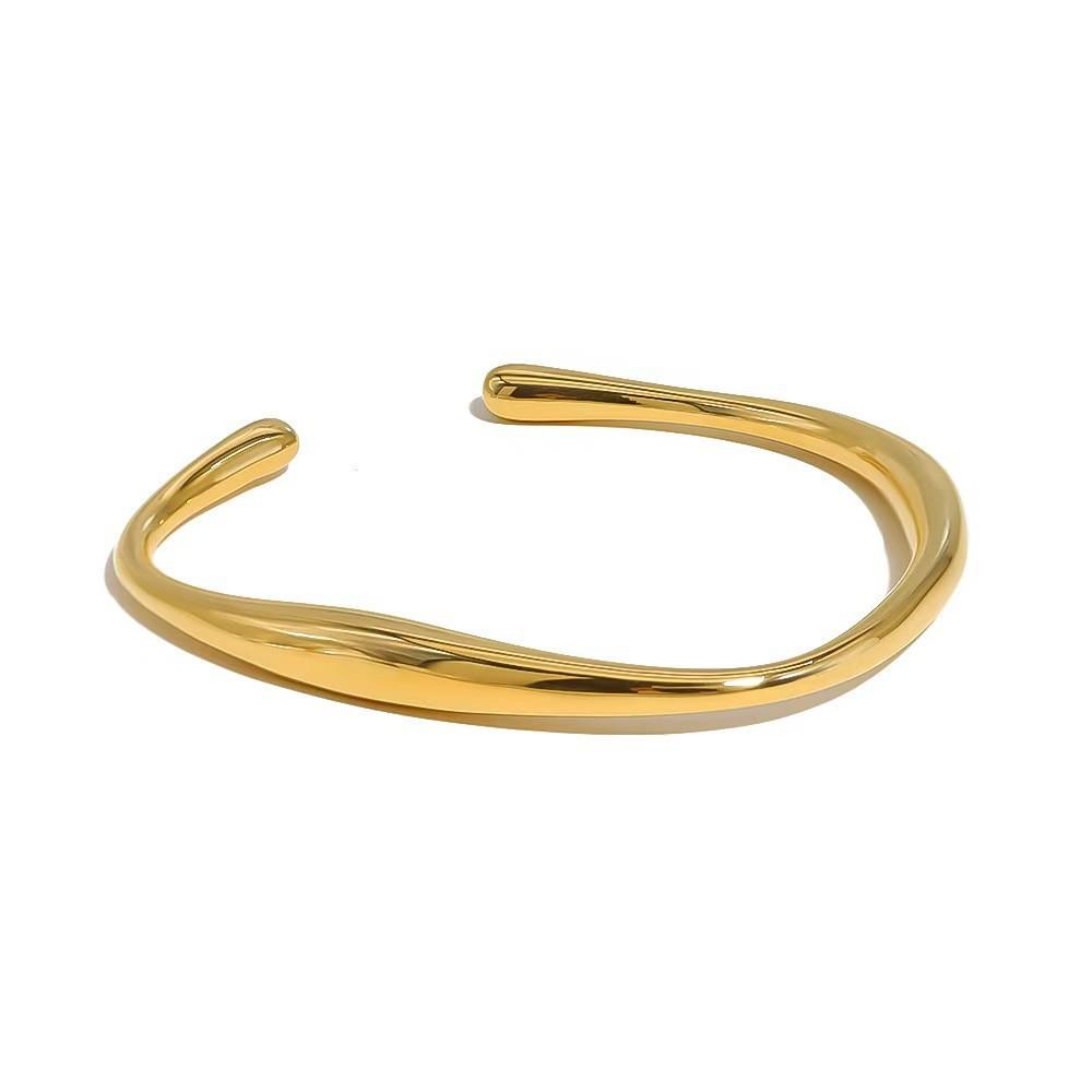 Bracciale da donna in acciaio al titanio con diamanti, placcato oro, non sbiadisce, intarsio di zirconi, alta gamma, semplice, versatile gioiello in acciaio inossidabile